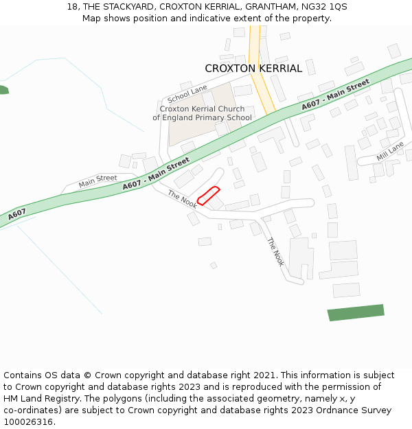 18, THE STACKYARD, CROXTON KERRIAL, GRANTHAM, NG32 1QS: Location map and indicative extent of plot