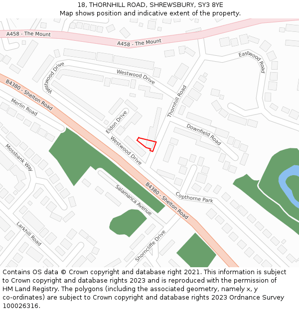 18, THORNHILL ROAD, SHREWSBURY, SY3 8YE: Location map and indicative extent of plot