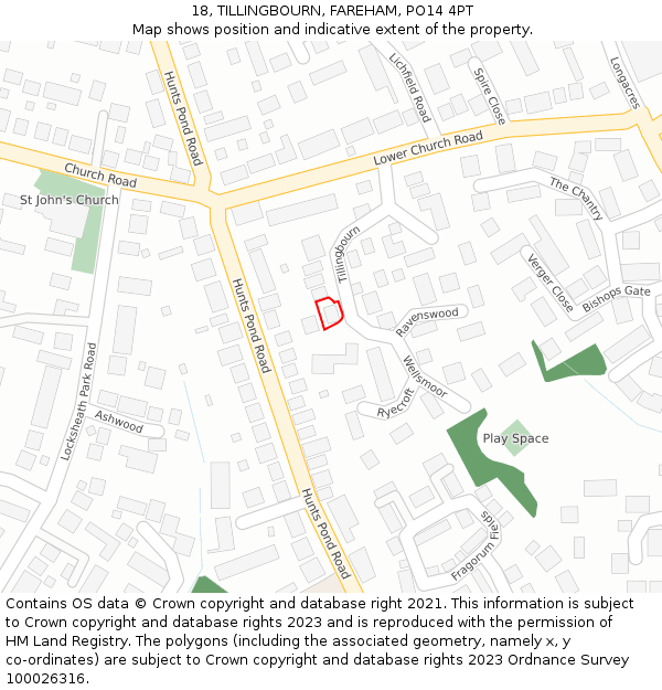 18, TILLINGBOURN, FAREHAM, PO14 4PT: Location map and indicative extent of plot