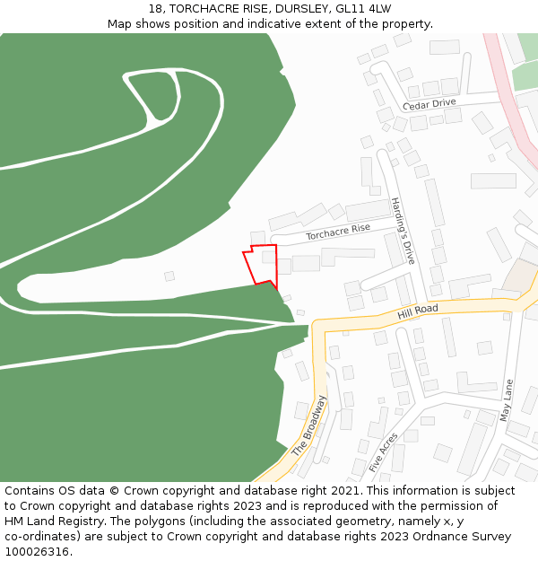 18, TORCHACRE RISE, DURSLEY, GL11 4LW: Location map and indicative extent of plot