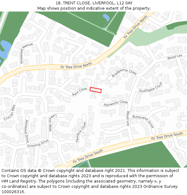 18, TRENT CLOSE, LIVERPOOL, L12 0AY: Location map and indicative extent of plot