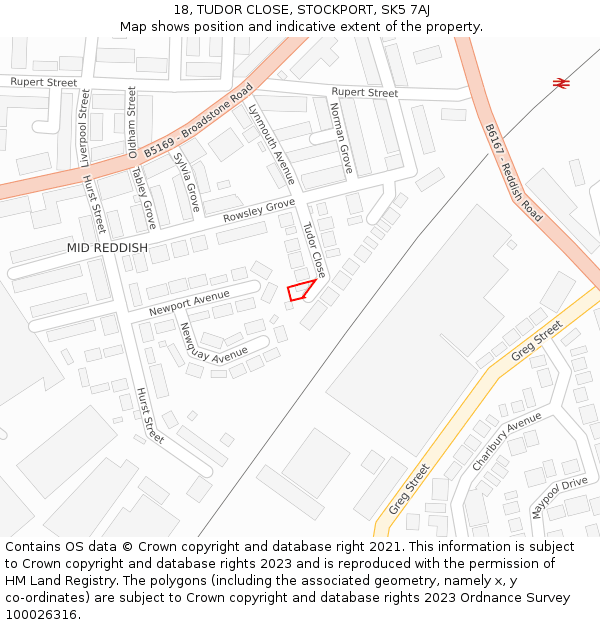 18, TUDOR CLOSE, STOCKPORT, SK5 7AJ: Location map and indicative extent of plot