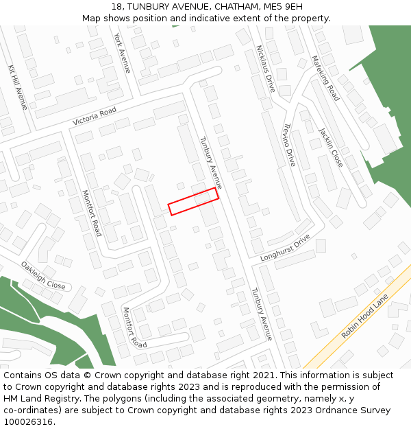 18, TUNBURY AVENUE, CHATHAM, ME5 9EH: Location map and indicative extent of plot