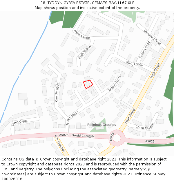 18, TYDDYN GYRFA ESTATE, CEMAES BAY, LL67 0LF: Location map and indicative extent of plot