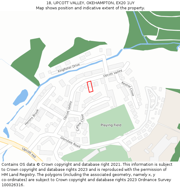 18, UPCOTT VALLEY, OKEHAMPTON, EX20 1UY: Location map and indicative extent of plot