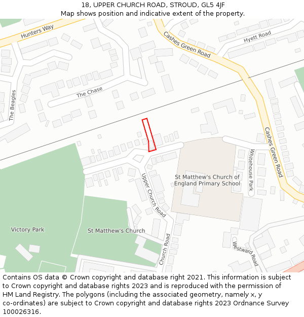 18, UPPER CHURCH ROAD, STROUD, GL5 4JF: Location map and indicative extent of plot