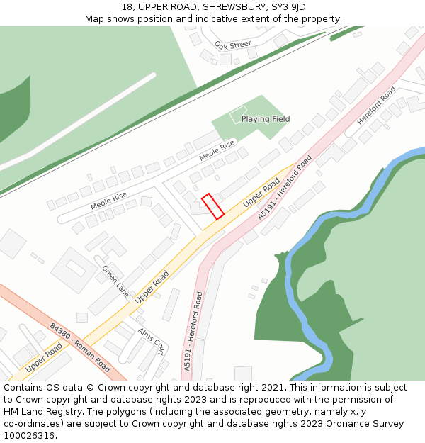 18, UPPER ROAD, SHREWSBURY, SY3 9JD: Location map and indicative extent of plot