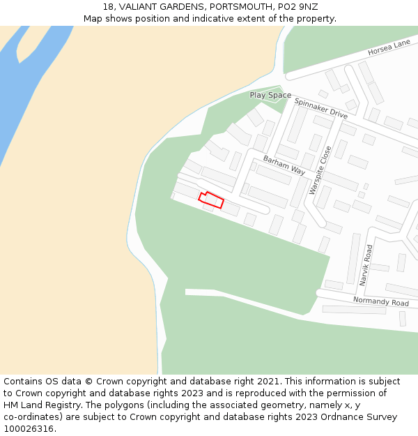 18, VALIANT GARDENS, PORTSMOUTH, PO2 9NZ: Location map and indicative extent of plot
