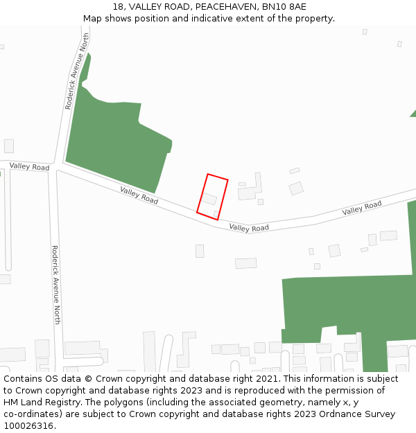 18, VALLEY ROAD, PEACEHAVEN, BN10 8AE: Location map and indicative extent of plot