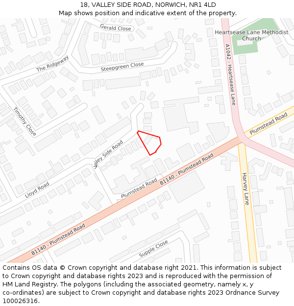 18, VALLEY SIDE ROAD, NORWICH, NR1 4LD: Location map and indicative extent of plot