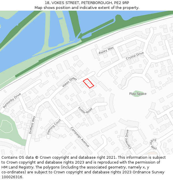 18, VOKES STREET, PETERBOROUGH, PE2 9RP: Location map and indicative extent of plot