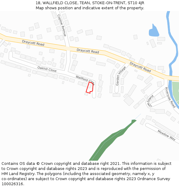 18, WALLFIELD CLOSE, TEAN, STOKE-ON-TRENT, ST10 4JR: Location map and indicative extent of plot