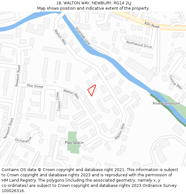 18, WALTON WAY, NEWBURY, RG14 2LJ: Location map and indicative extent of plot