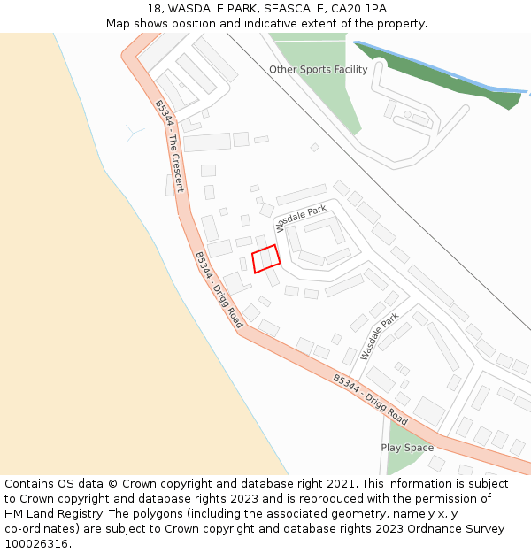 18, WASDALE PARK, SEASCALE, CA20 1PA: Location map and indicative extent of plot