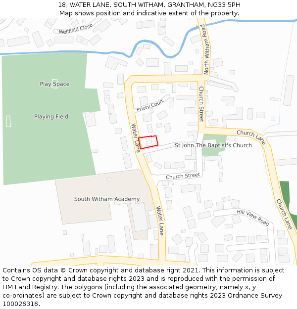 18, WATER LANE, SOUTH WITHAM, GRANTHAM, NG33 5PH: Location map and indicative extent of plot