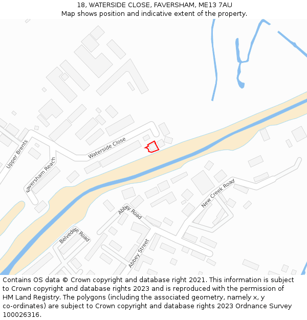 18, WATERSIDE CLOSE, FAVERSHAM, ME13 7AU: Location map and indicative extent of plot