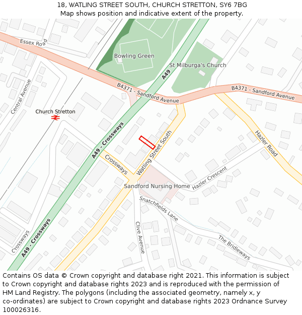 18, WATLING STREET SOUTH, CHURCH STRETTON, SY6 7BG: Location map and indicative extent of plot