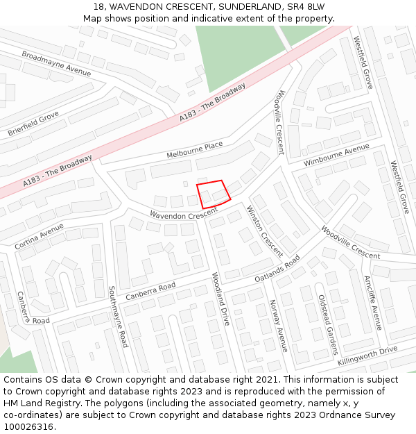 18, WAVENDON CRESCENT, SUNDERLAND, SR4 8LW: Location map and indicative extent of plot