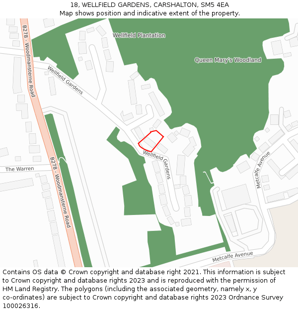 18, WELLFIELD GARDENS, CARSHALTON, SM5 4EA: Location map and indicative extent of plot