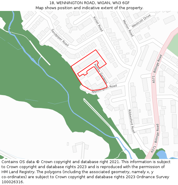 18, WENNINGTON ROAD, WIGAN, WN3 6GF: Location map and indicative extent of plot