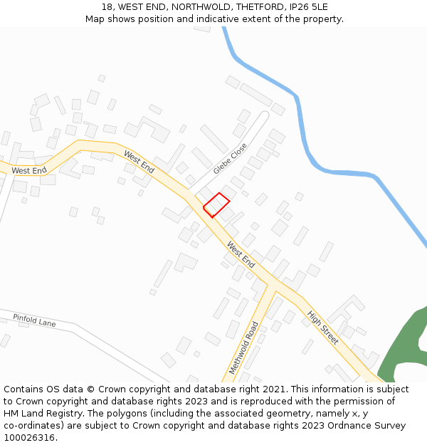 18, WEST END, NORTHWOLD, THETFORD, IP26 5LE: Location map and indicative extent of plot