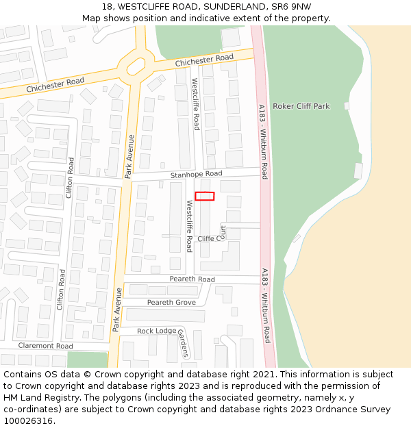 18, WESTCLIFFE ROAD, SUNDERLAND, SR6 9NW: Location map and indicative extent of plot