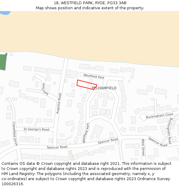 18, WESTFIELD PARK, RYDE, PO33 3AB: Location map and indicative extent of plot