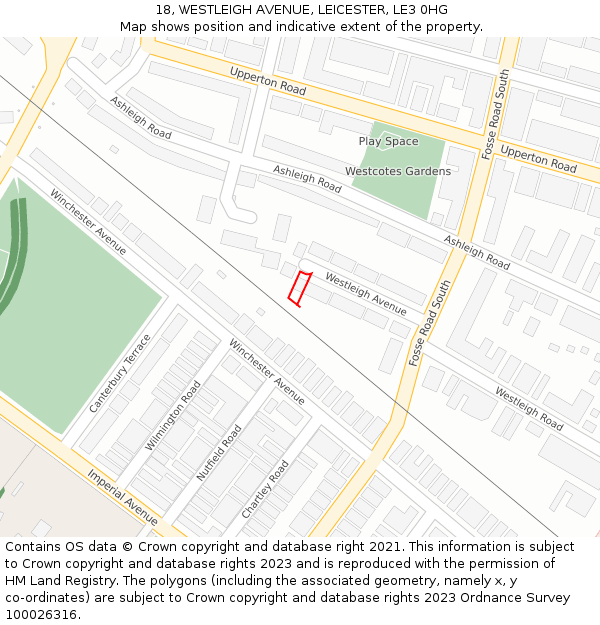 18, WESTLEIGH AVENUE, LEICESTER, LE3 0HG: Location map and indicative extent of plot