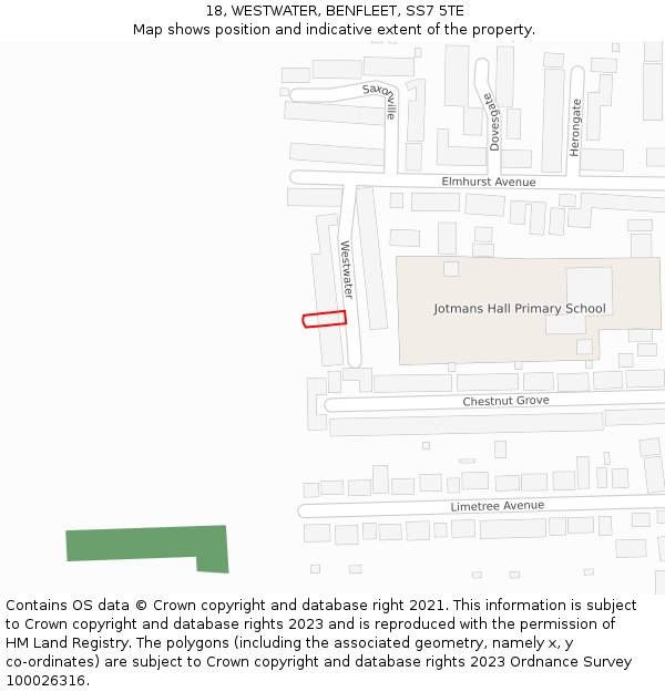 18, WESTWATER, BENFLEET, SS7 5TE: Location map and indicative extent of plot