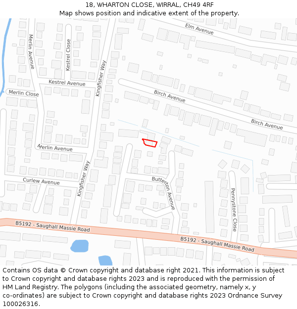 18, WHARTON CLOSE, WIRRAL, CH49 4RF: Location map and indicative extent of plot