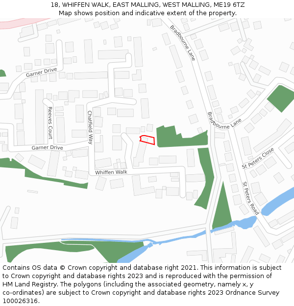 18, WHIFFEN WALK, EAST MALLING, WEST MALLING, ME19 6TZ: Location map and indicative extent of plot