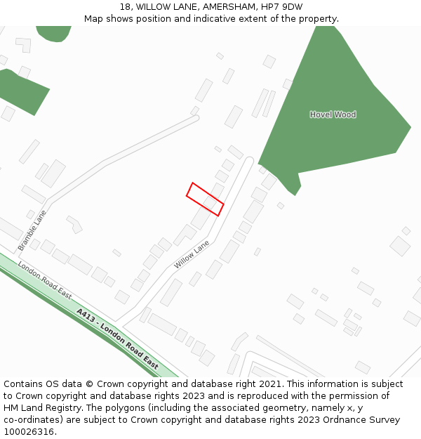 18, WILLOW LANE, AMERSHAM, HP7 9DW: Location map and indicative extent of plot