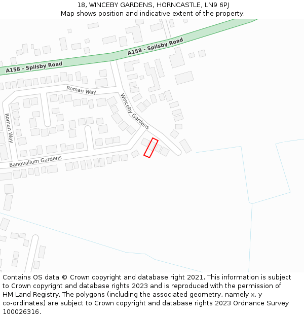 18, WINCEBY GARDENS, HORNCASTLE, LN9 6PJ: Location map and indicative extent of plot