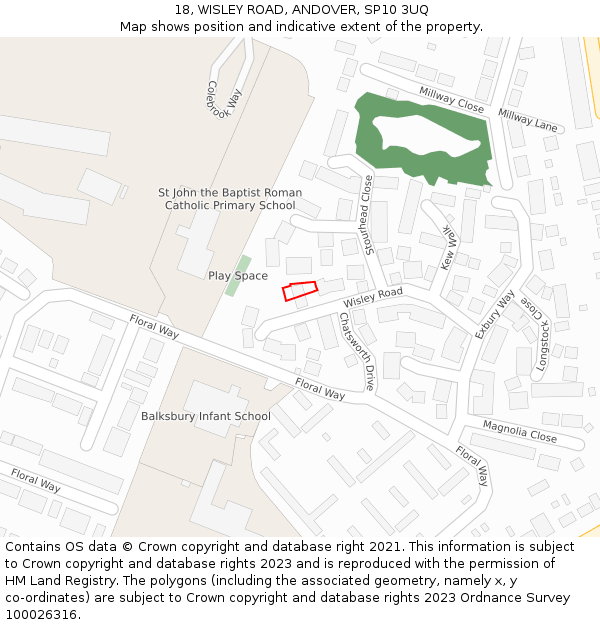 18, WISLEY ROAD, ANDOVER, SP10 3UQ: Location map and indicative extent of plot