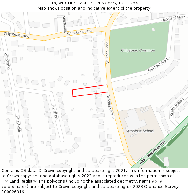 18, WITCHES LANE, SEVENOAKS, TN13 2AX: Location map and indicative extent of plot