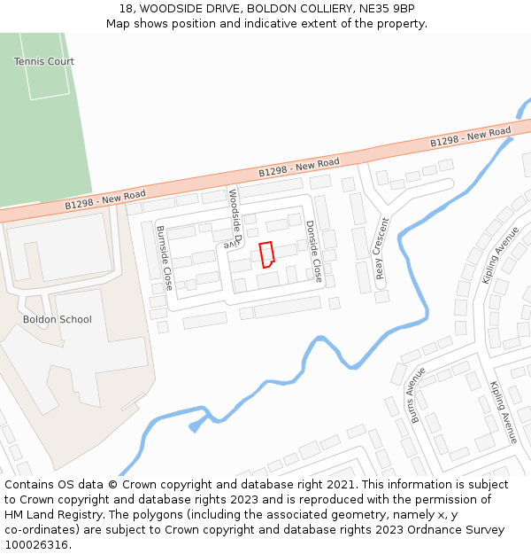 18, WOODSIDE DRIVE, BOLDON COLLIERY, NE35 9BP: Location map and indicative extent of plot