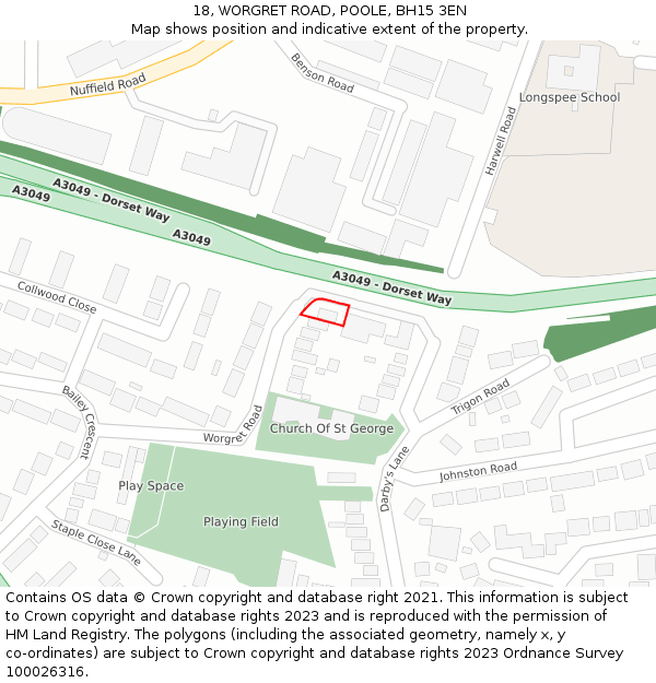 18, WORGRET ROAD, POOLE, BH15 3EN: Location map and indicative extent of plot