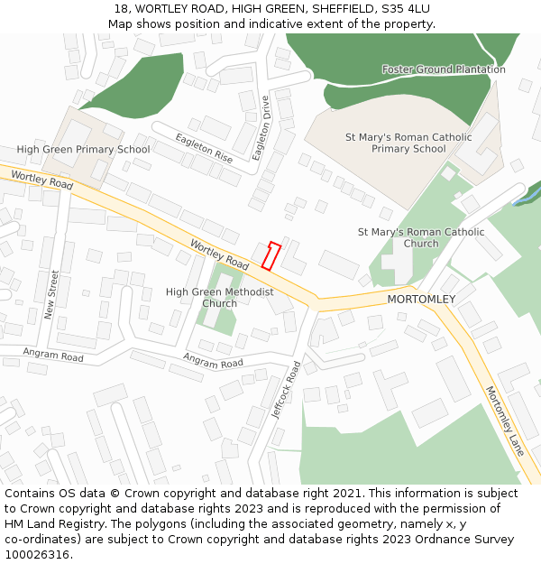 18, WORTLEY ROAD, HIGH GREEN, SHEFFIELD, S35 4LU: Location map and indicative extent of plot