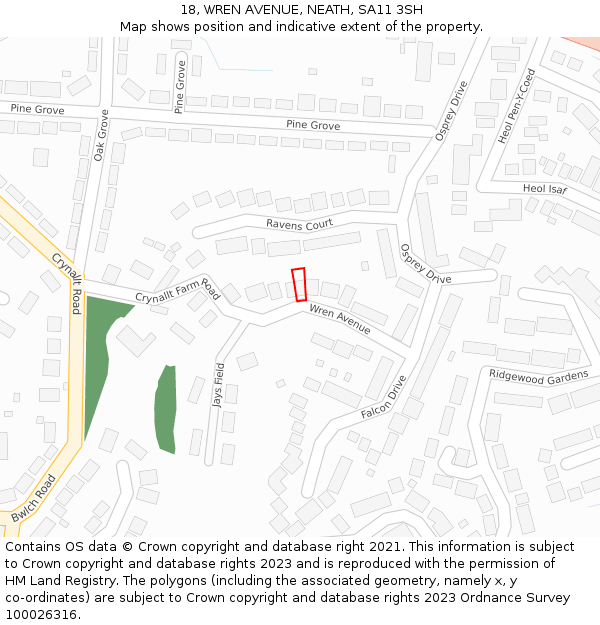 18, WREN AVENUE, NEATH, SA11 3SH: Location map and indicative extent of plot