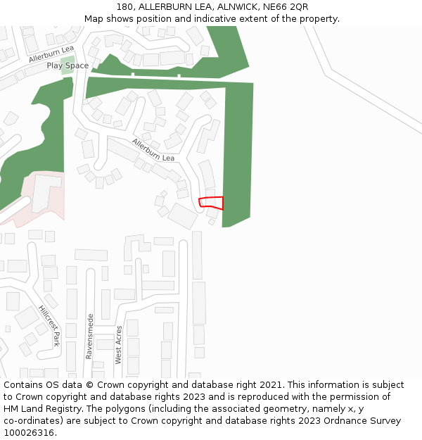 180, ALLERBURN LEA, ALNWICK, NE66 2QR: Location map and indicative extent of plot