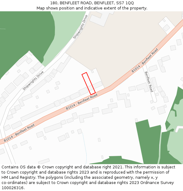 180, BENFLEET ROAD, BENFLEET, SS7 1QQ: Location map and indicative extent of plot