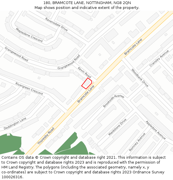 180, BRAMCOTE LANE, NOTTINGHAM, NG8 2QN: Location map and indicative extent of plot