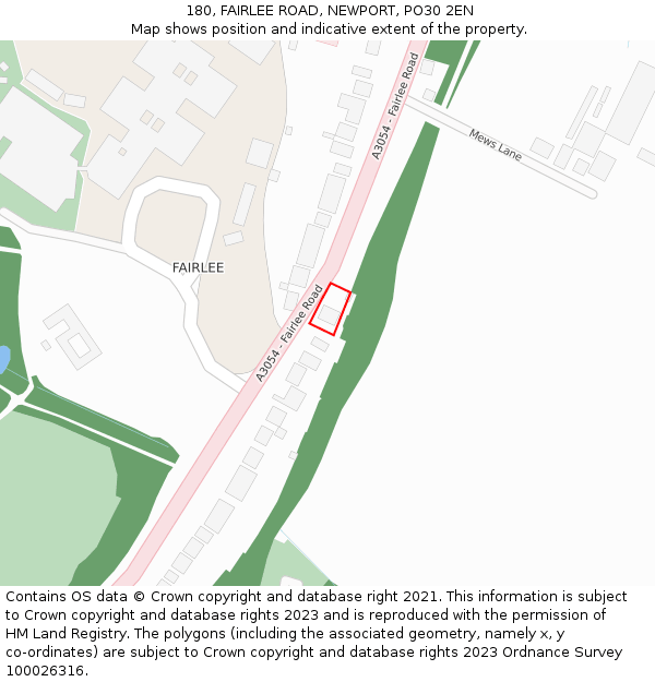 180, FAIRLEE ROAD, NEWPORT, PO30 2EN: Location map and indicative extent of plot