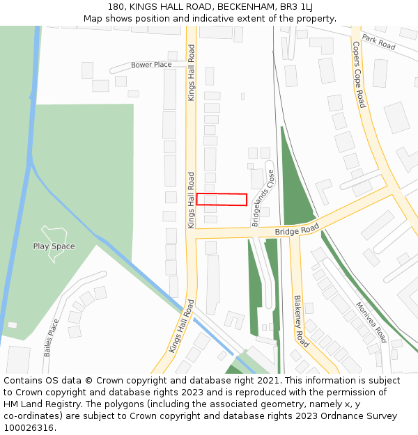 180, KINGS HALL ROAD, BECKENHAM, BR3 1LJ: Location map and indicative extent of plot