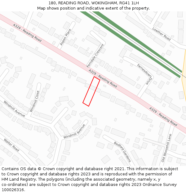 180, READING ROAD, WOKINGHAM, RG41 1LH: Location map and indicative extent of plot