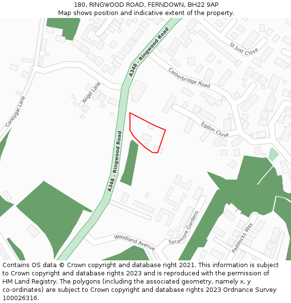 180, RINGWOOD ROAD, FERNDOWN, BH22 9AP: Location map and indicative extent of plot