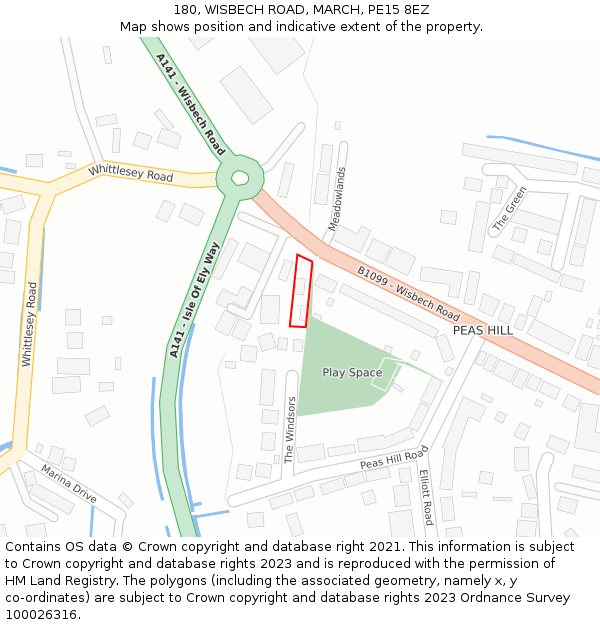 180, WISBECH ROAD, MARCH, PE15 8EZ: Location map and indicative extent of plot