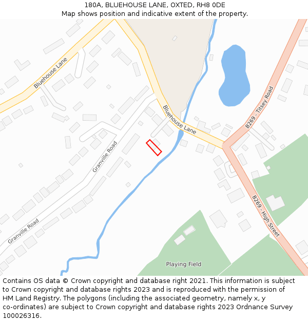 180A, BLUEHOUSE LANE, OXTED, RH8 0DE: Location map and indicative extent of plot