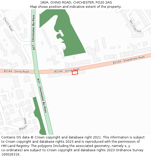 180A, OVING ROAD, CHICHESTER, PO20 2AG: Location map and indicative extent of plot