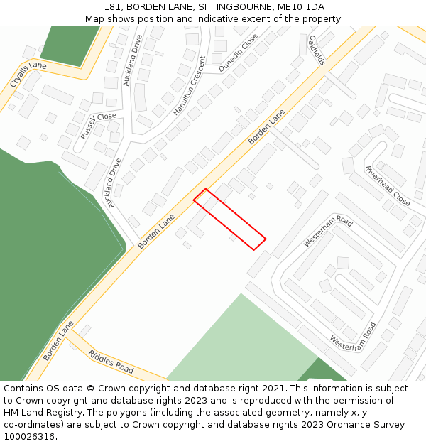 181, BORDEN LANE, SITTINGBOURNE, ME10 1DA: Location map and indicative extent of plot